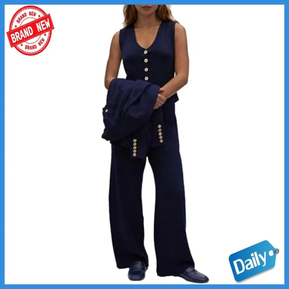 3-Piece Matching Set, Soft Stretch Knit, Long Sleeve Vest & Pants